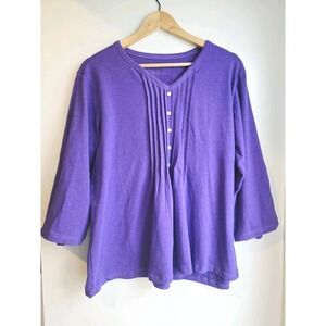 Easy Essentials Women's Top Blouse 3/4 Sleeve Purple Size XL Shirt